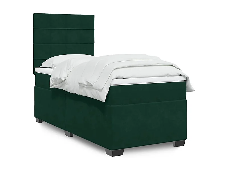Sommier à lattes de lit avec matelas Vert foncé 90x200 cm
