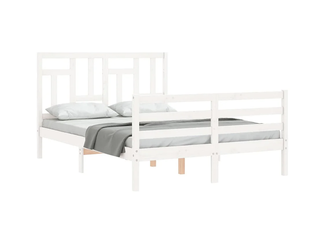 Cadre de lit sans matelas blanc 140x200 cm bois massif