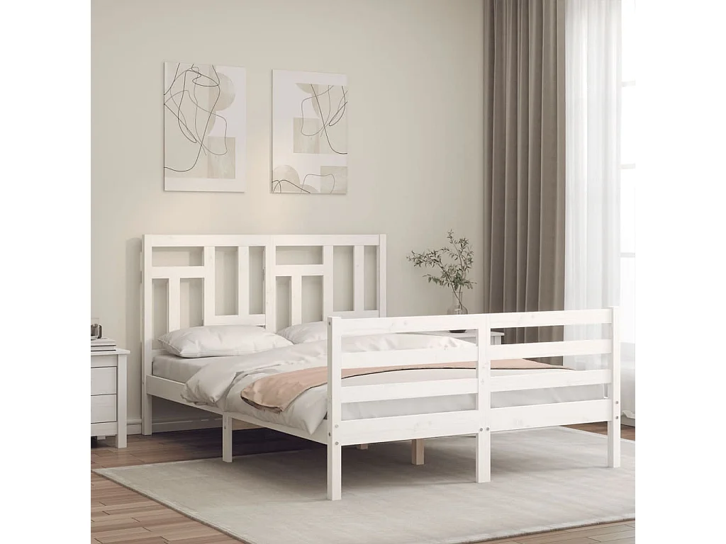 Cadre de lit sans matelas blanc 140x200 cm bois massif