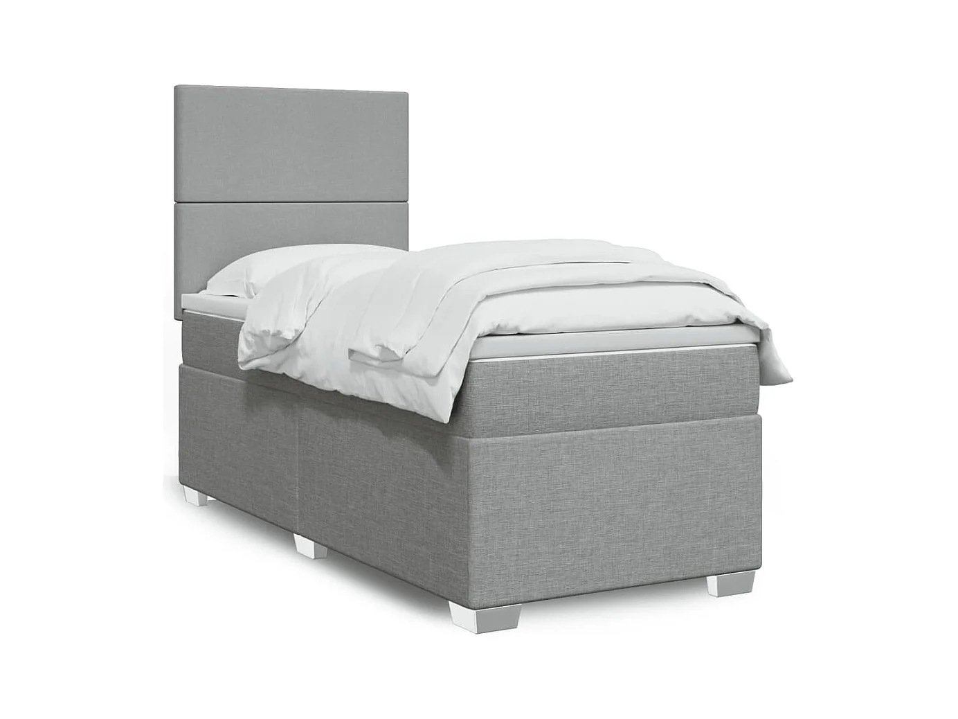 Cama com molas/colchão 90x200 cm tecido cinza-claro