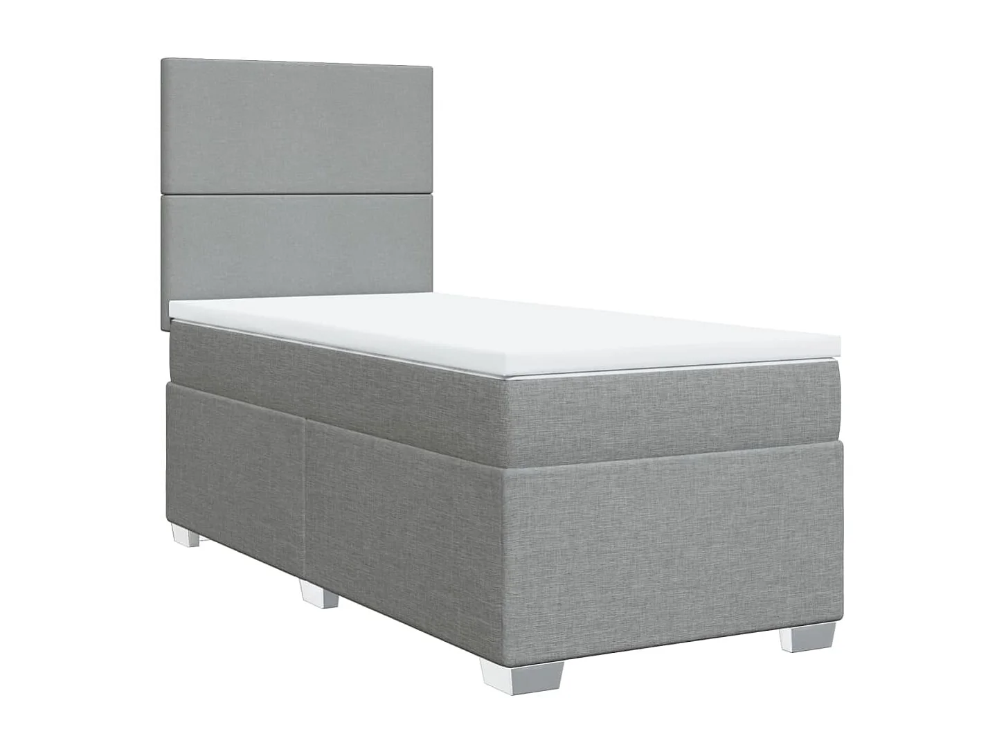 Cama box spring con colchón tela gris claro 90x200 cm