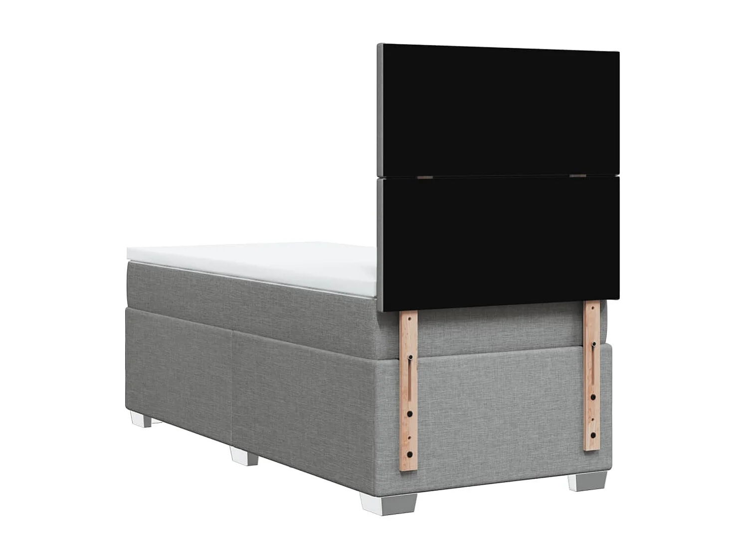 Cama box spring con colchón tela gris claro 90x200 cm