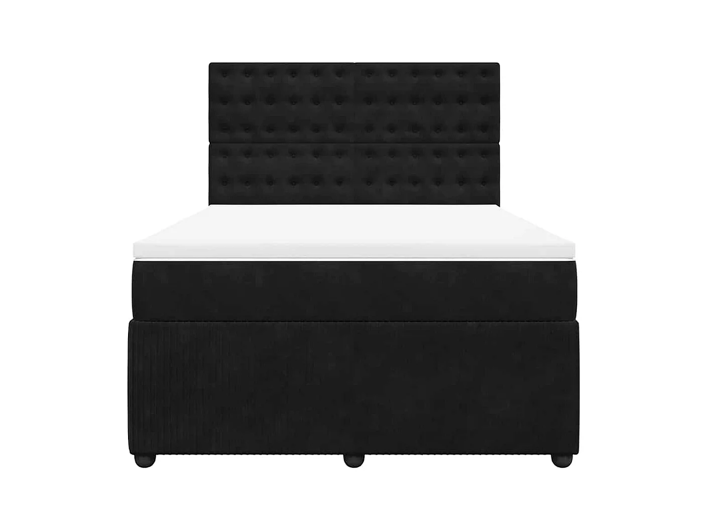 Sommier à lattes de lit avec matelas Noir 140x190 cm Velours