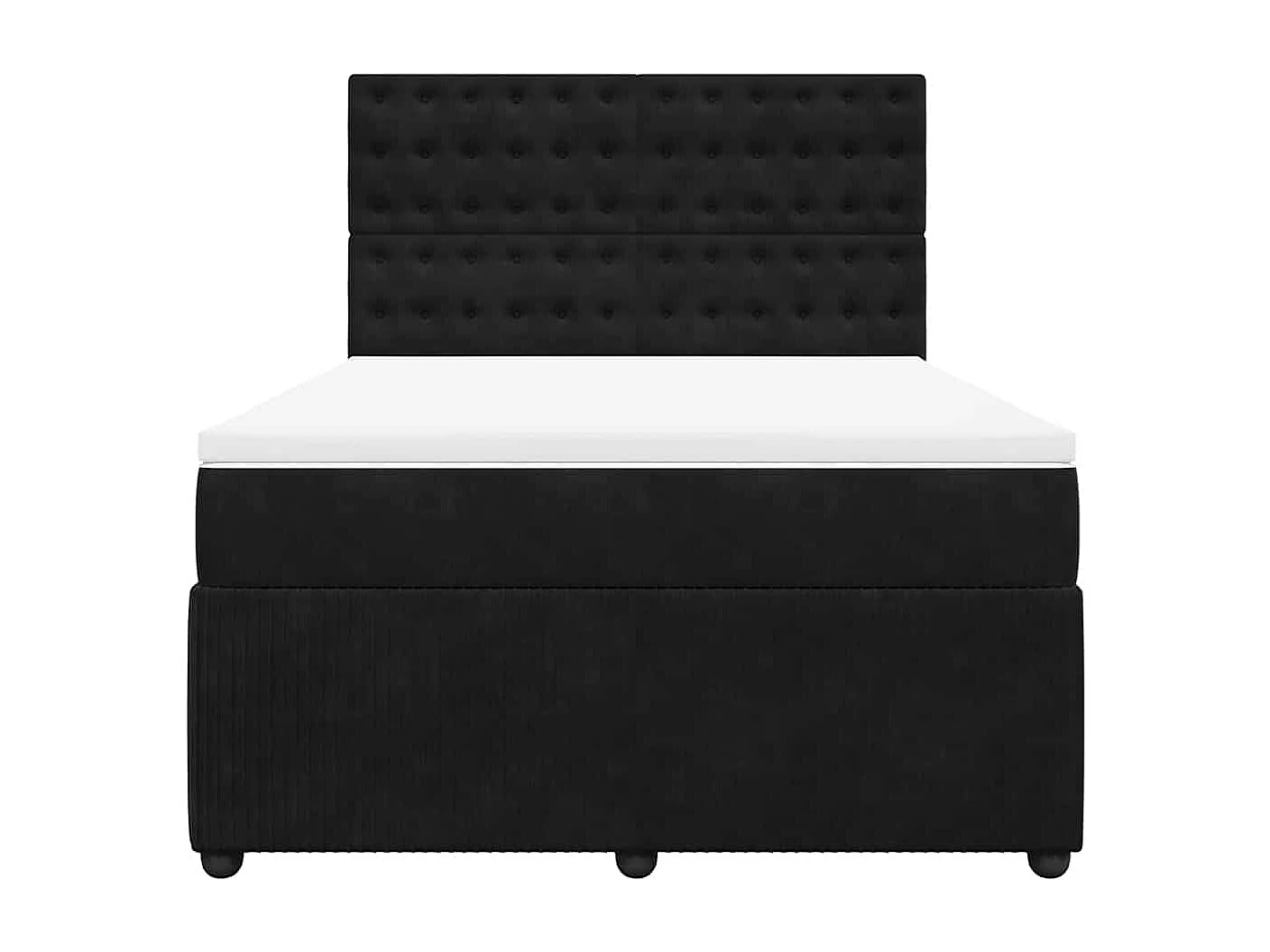 Sommier à lattes de lit avec matelas Noir 140x190 cm Velours