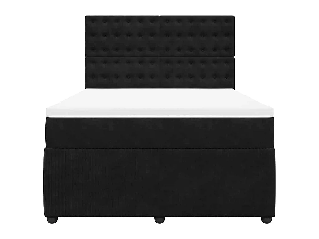 Boxspringbett mit Matratze Schwarz 140x190 cm Samt