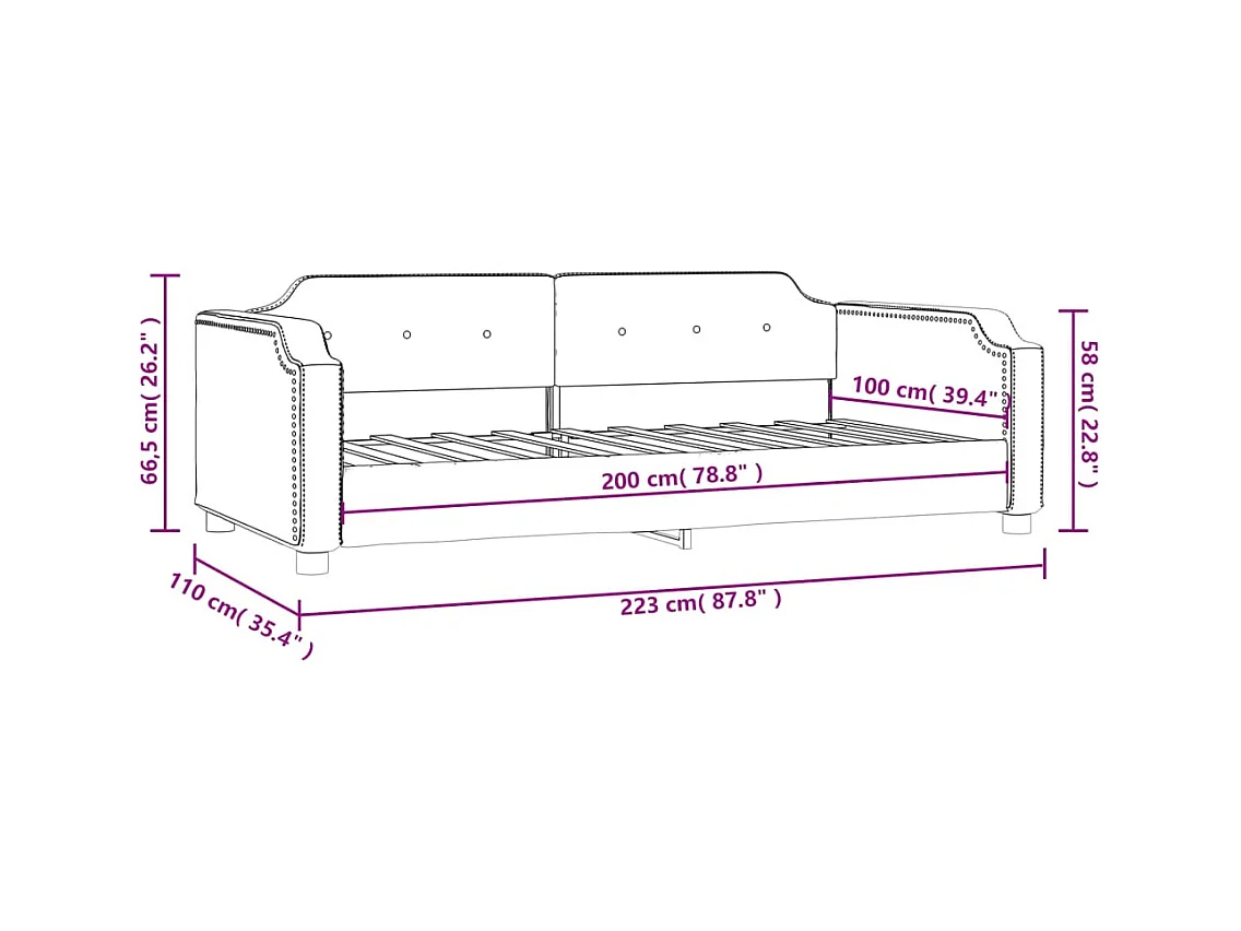 Tagesbett Hellgrau 100x200 cm Stoff