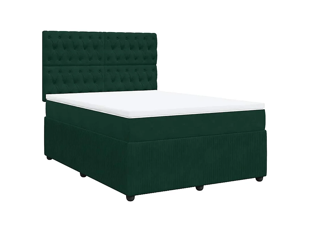 Boxspringbett mit Matratze Dunkelgrün 140x190 cm Samt