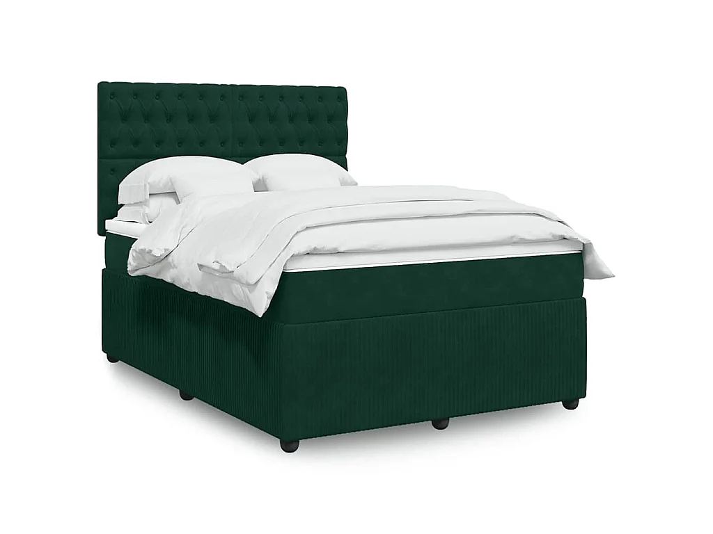 Boxspringbett mit Matratze Dunkelgrün 140x190 cm Samt