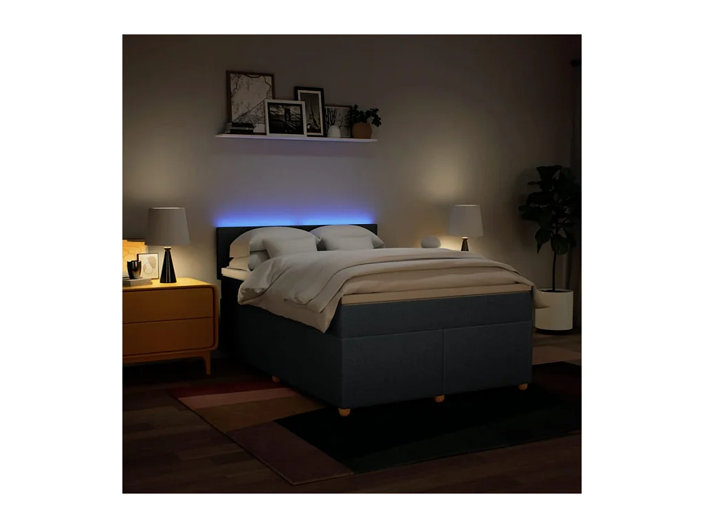 Boxspringbett mit Matratze Blau 160x200 cm Stoff