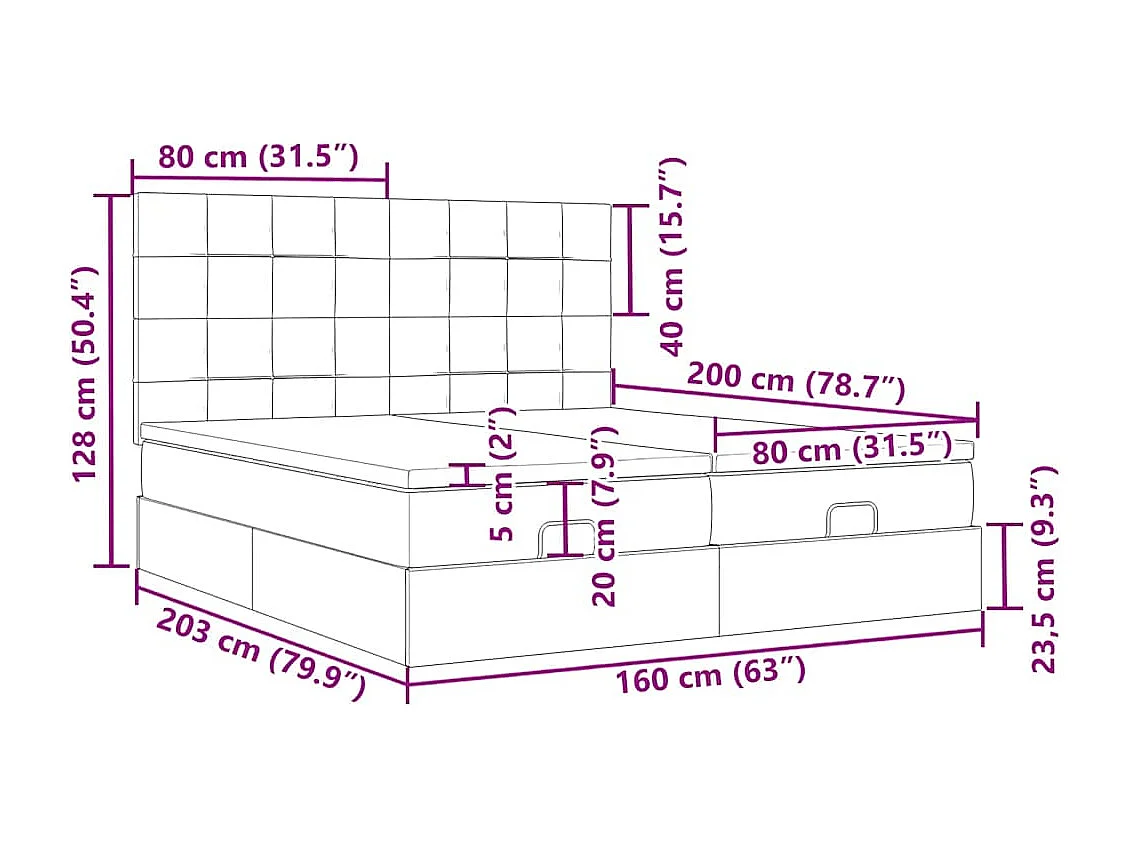 Estructura cama otomana colchones tela gris oscuro 160x200 cm
