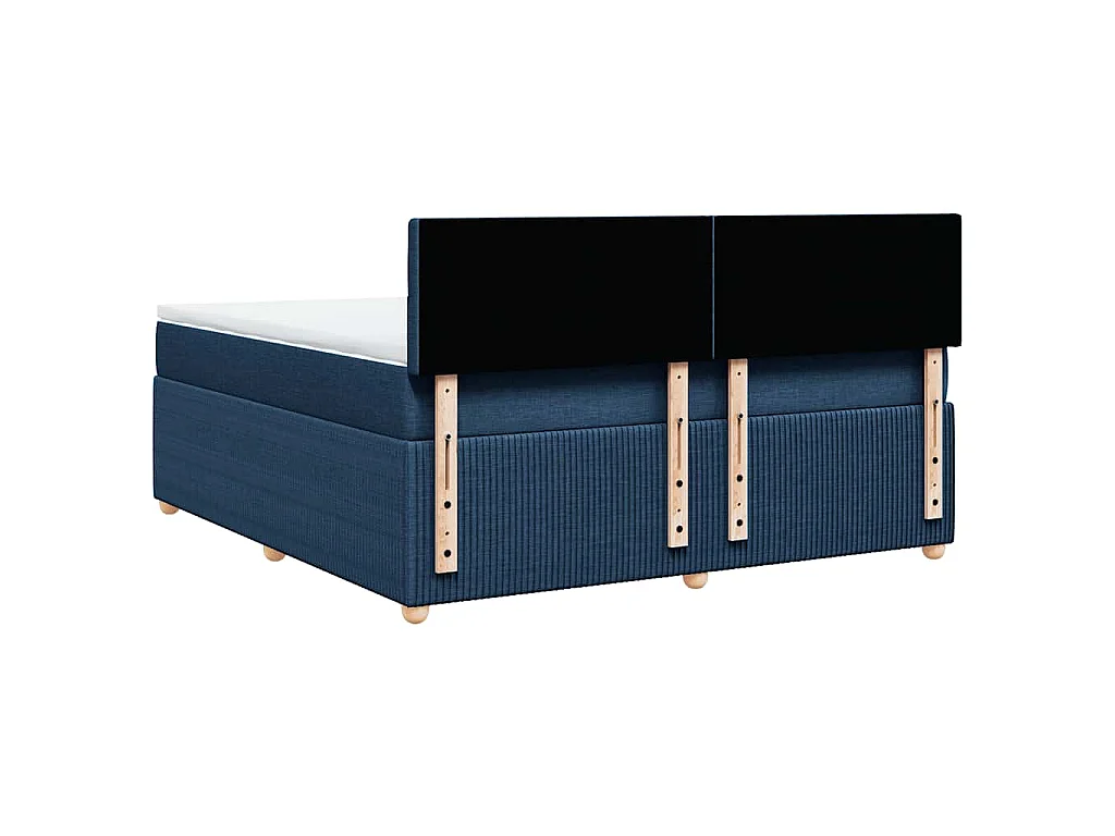 Cama box spring con colchón tela azul 180x200 cm