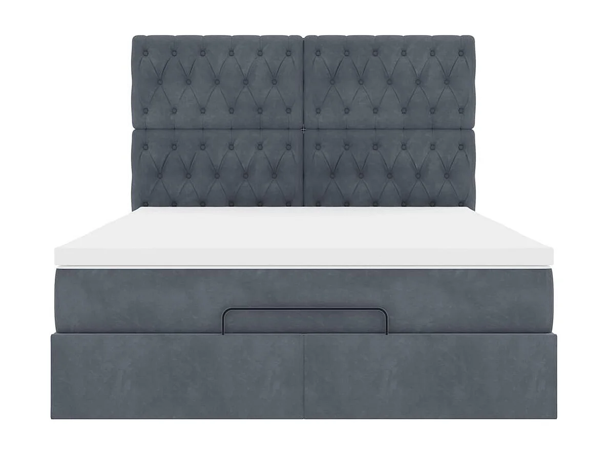 Ottoman-Bett mit Matratzen Dunkelgrau 140x190 cm Samt