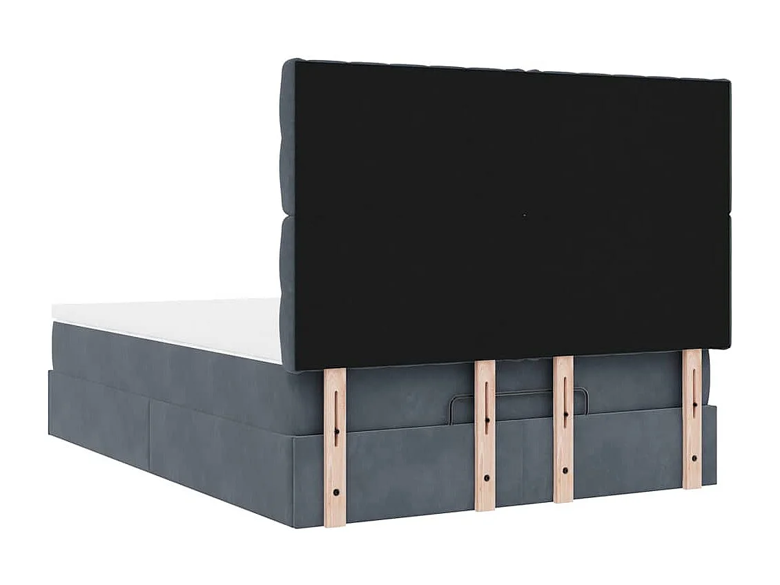 Ottoman bed met matrassen 140x190cm fluweel donkergrijs