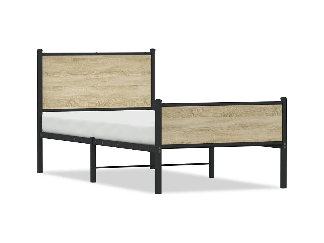 Cadre de lit en métal sans matelas chêne sonoma 90x190 cm