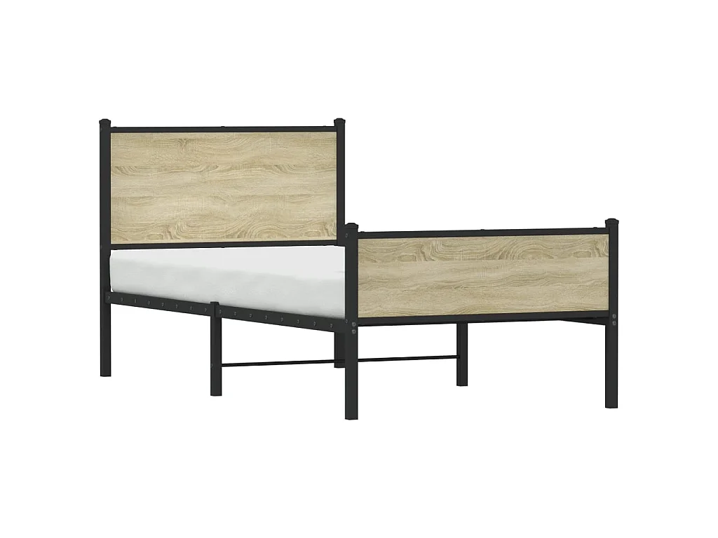 Metallbett ohne Matratze Sonoma-Eiche 90x190 cm