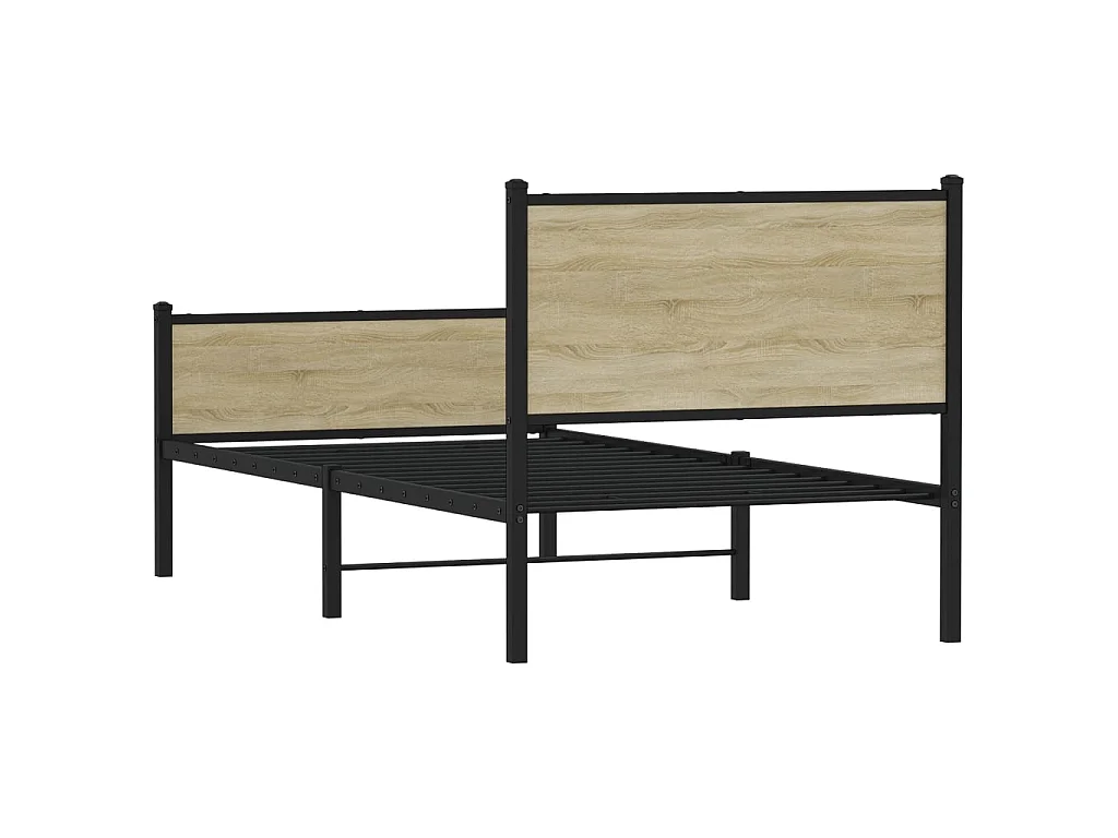 Metallbett ohne Matratze Sonoma-Eiche 90x190 cm