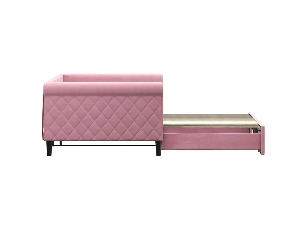 Lit de jour avec lit gigogne rose 100x200 cm velours