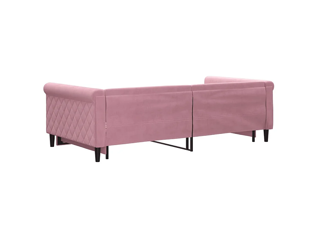 Lit de jour avec lit gigogne rose 100x200 cm velours