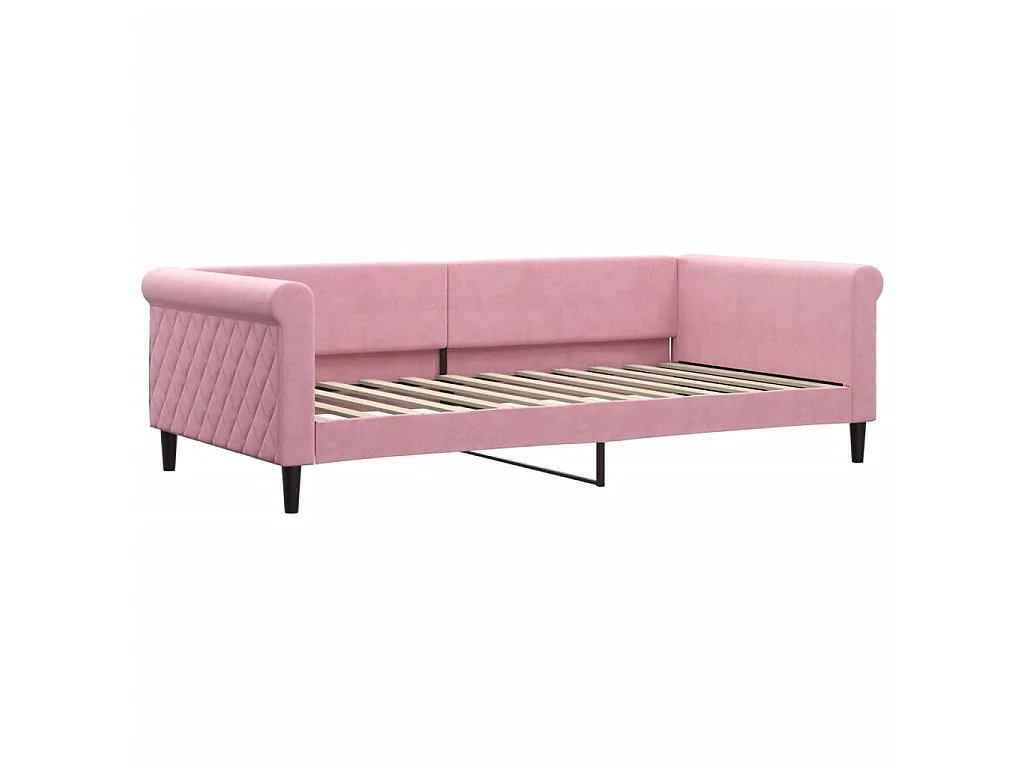 Lit de jour avec lit gigogne rose 100x200 cm velours