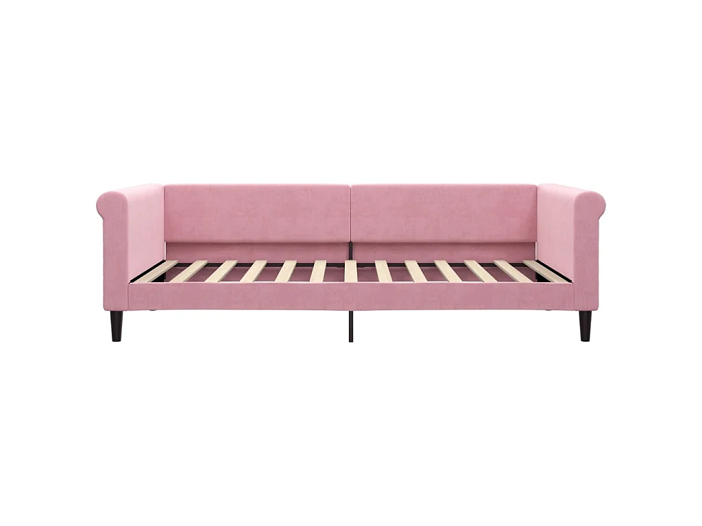 Lit de jour avec lit gigogne rose 100x200 cm velours