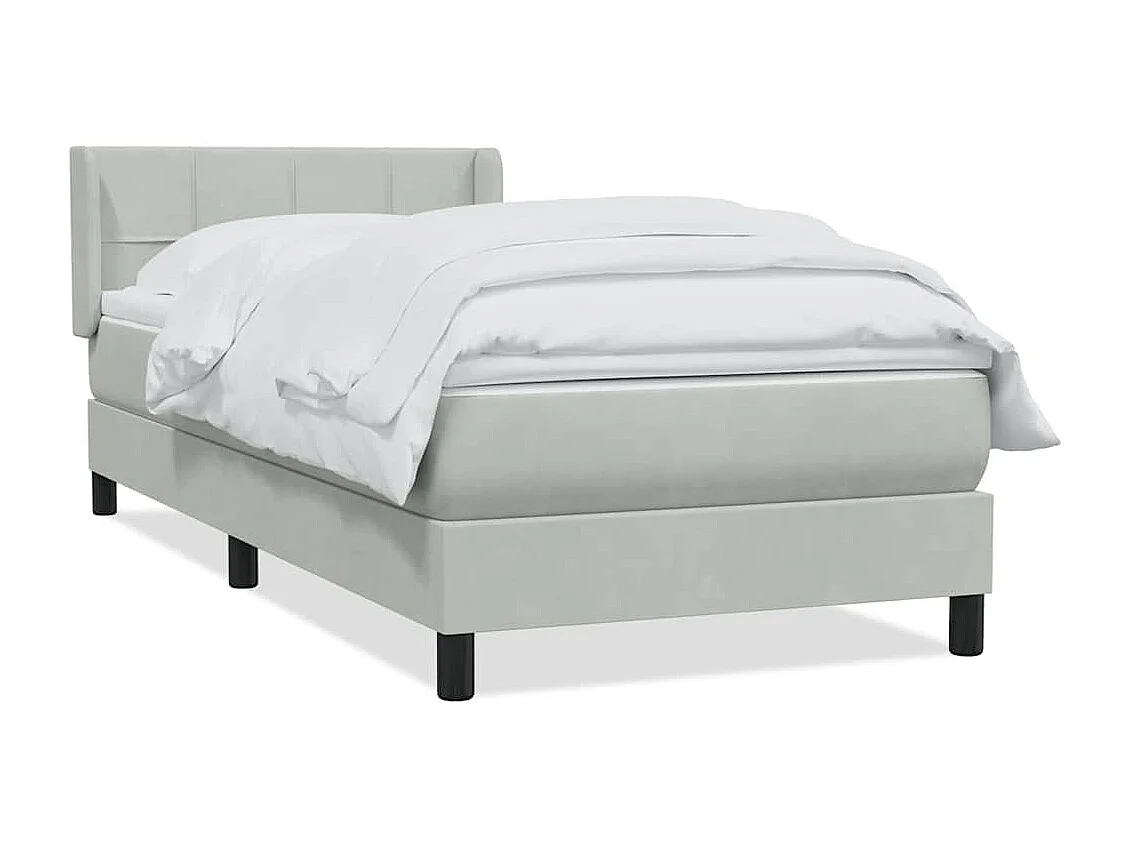 Boxspringbett mit Matratze Hellgrau 90x220 cm Samt