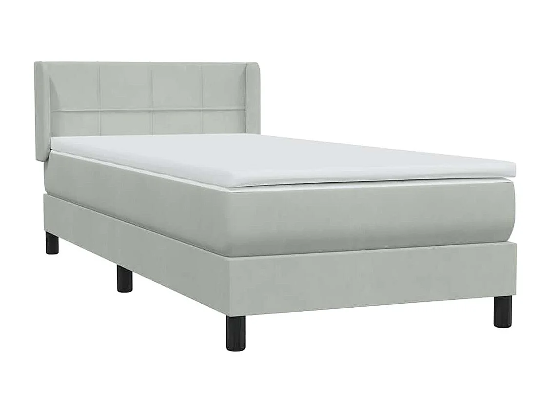 Boxspringbett mit Matratze Hellgrau 90x220 cm Samt