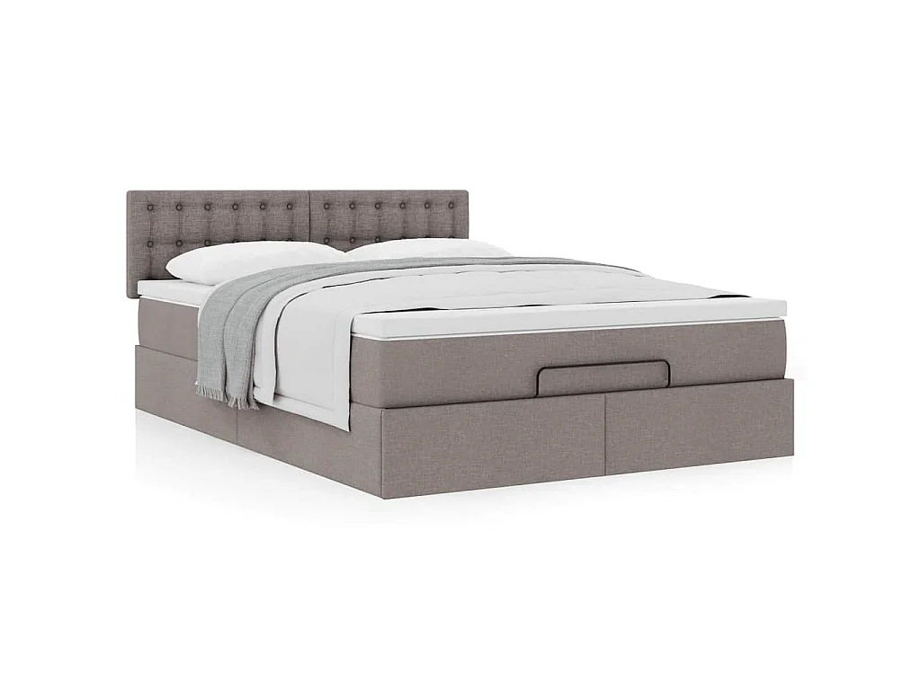 Bed met matras 140x200 cm stof taupe