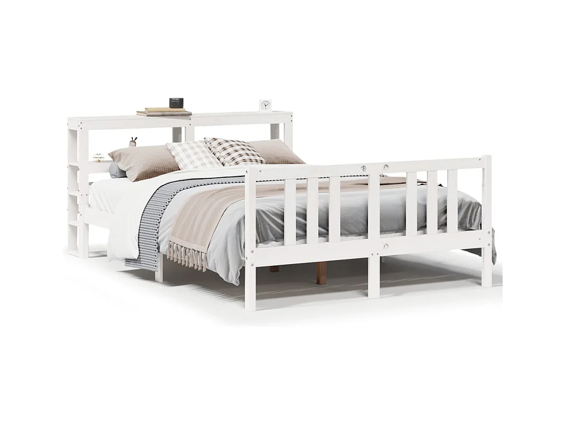 Cadre de lit avec tête de lit sans matelas blanc 140x200 cm