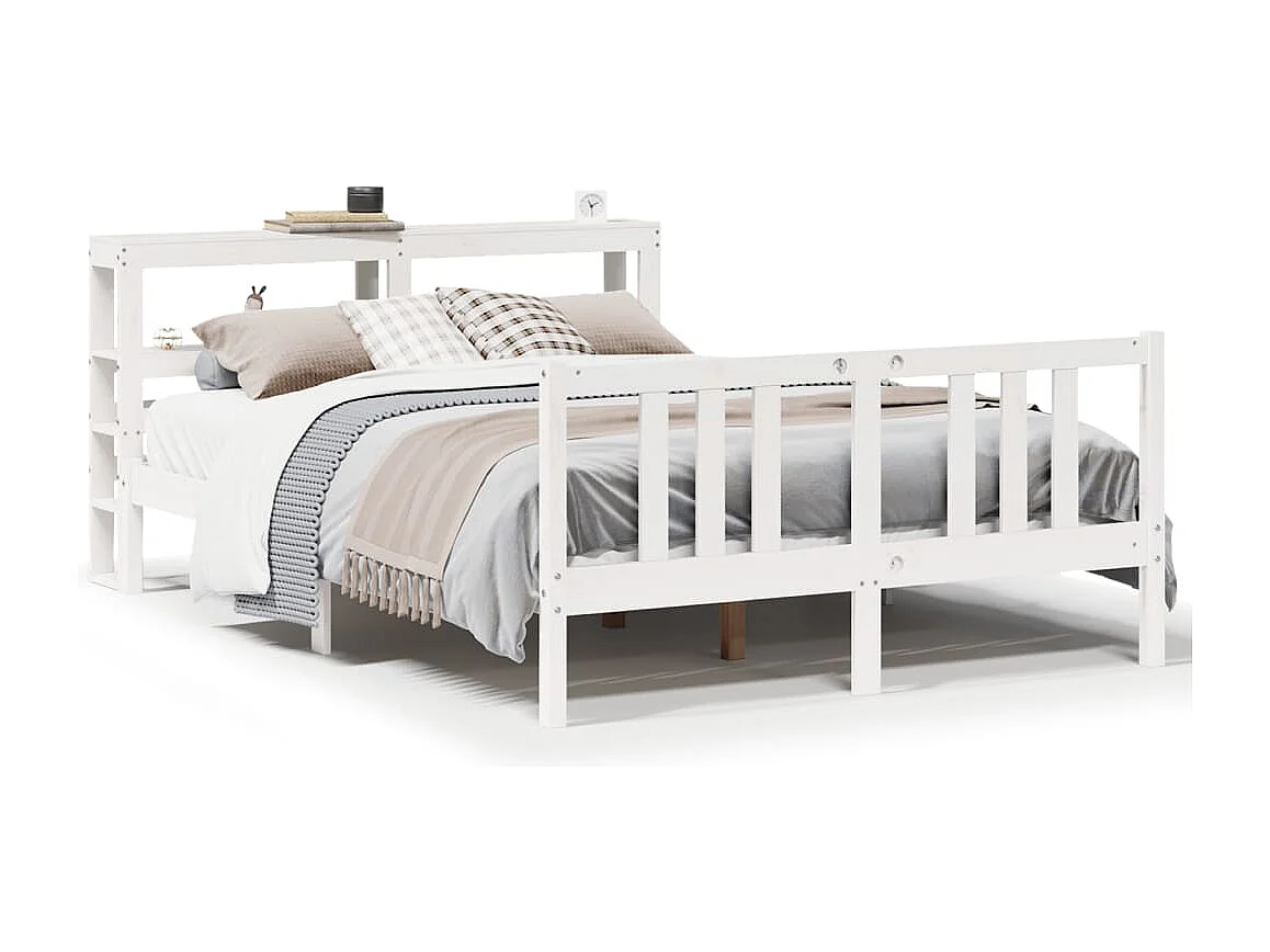 Estrutura de cama c/ cabeceira sem colchão 140x200 cm branco