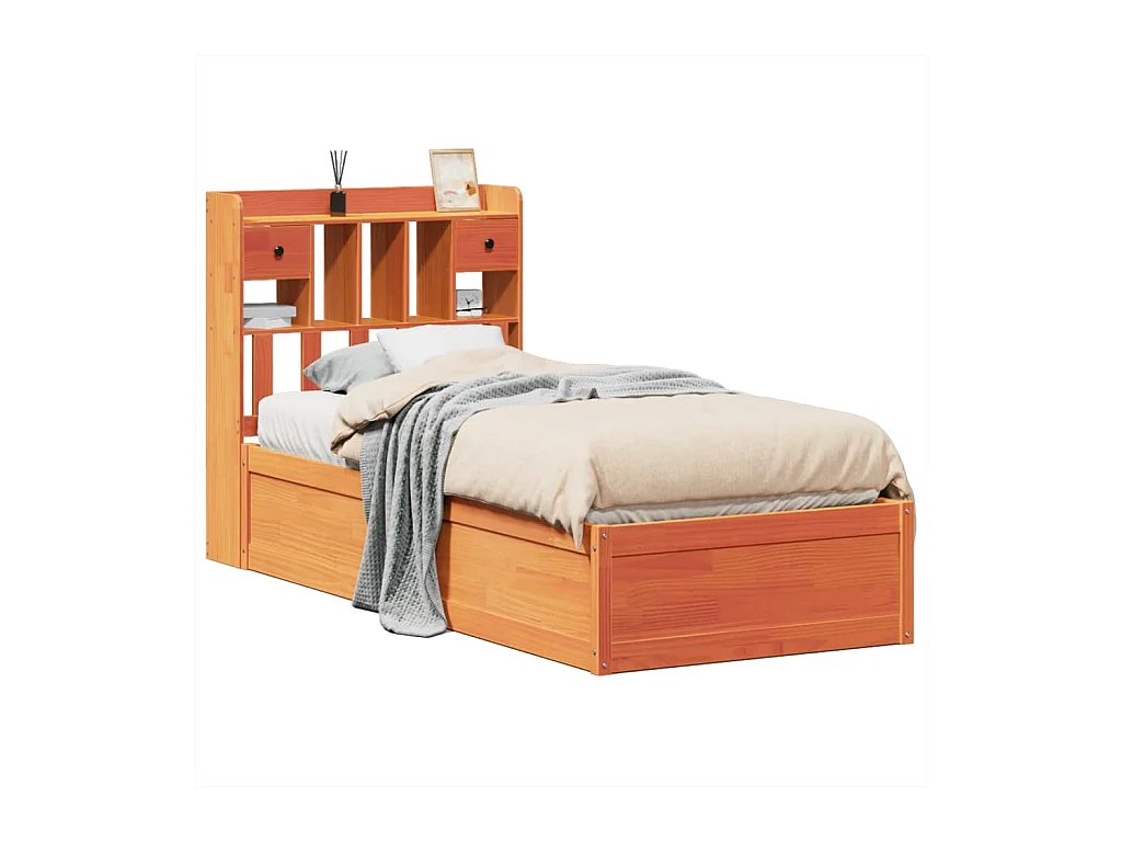 Cadre de lit sans matelas cire marron 100x200cm bois pin massif