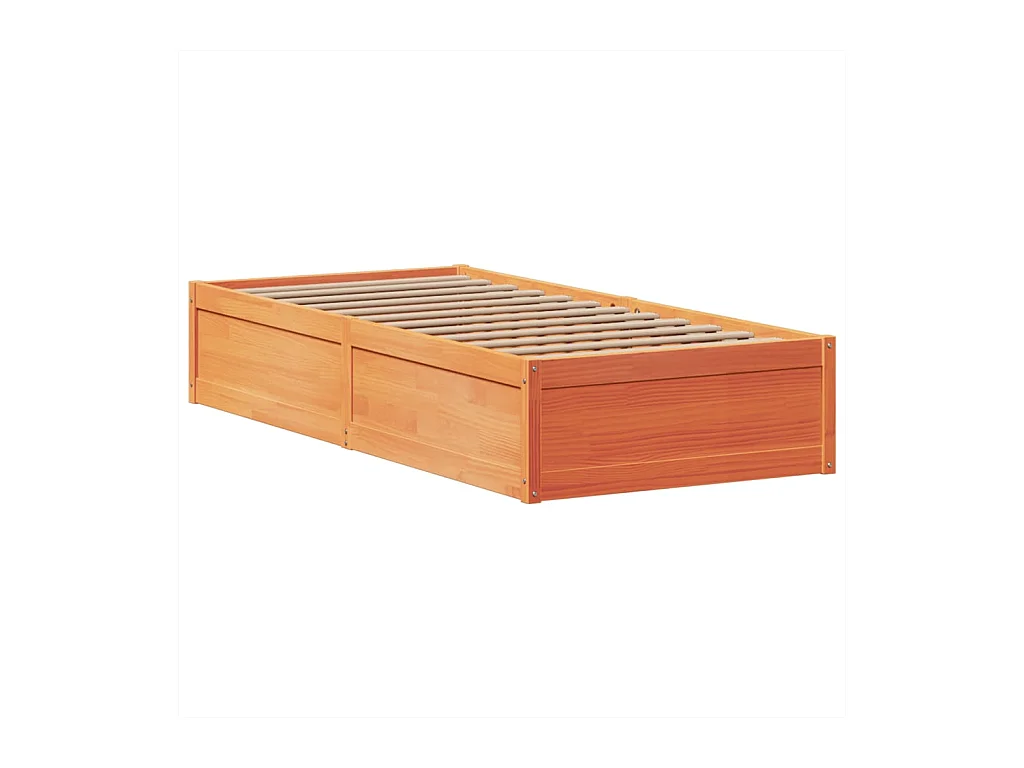 Cadre de lit sans matelas cire marron 100x200cm bois pin massif