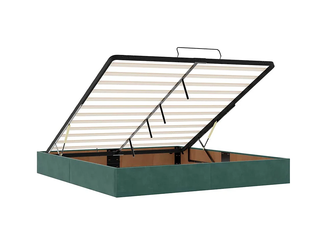 Cadre de lit ottoman avec matelas vert foncé 160x200 cm velours