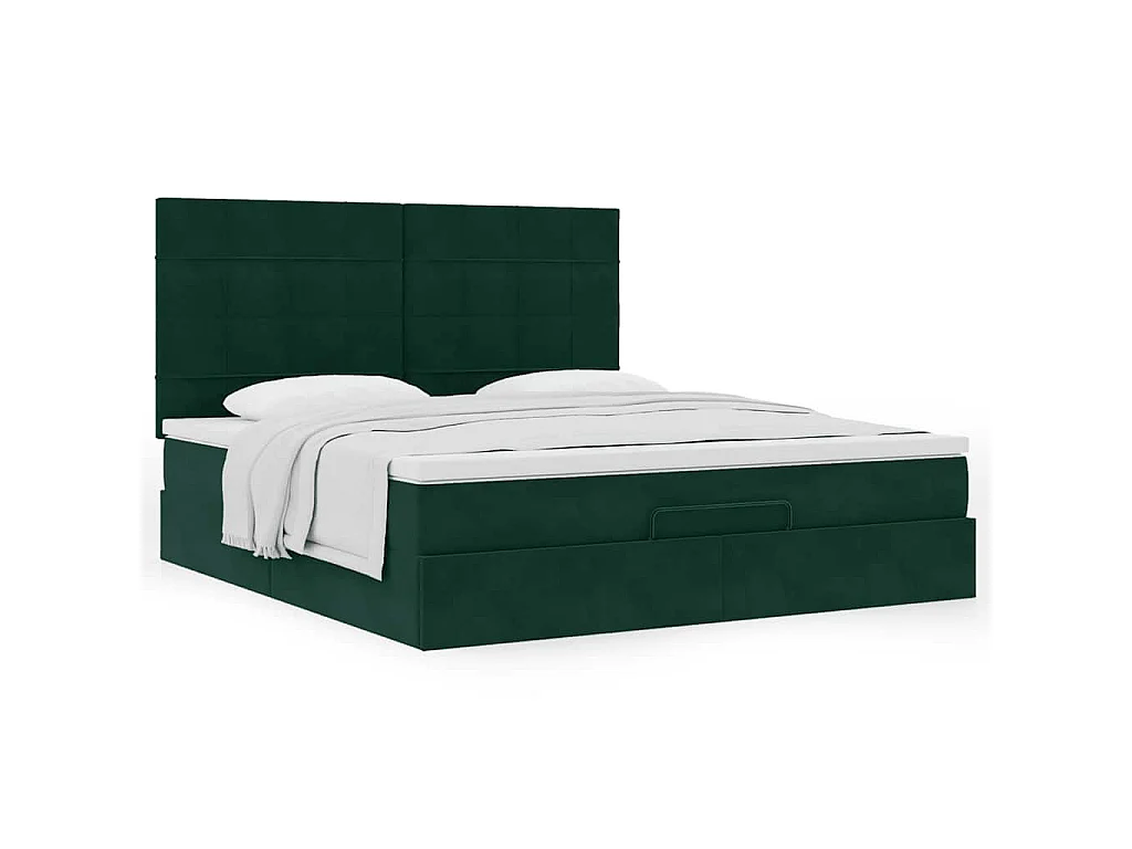 Ottoman-Bett mit Matratzen Dunkelgrün 160x200 cm Samt