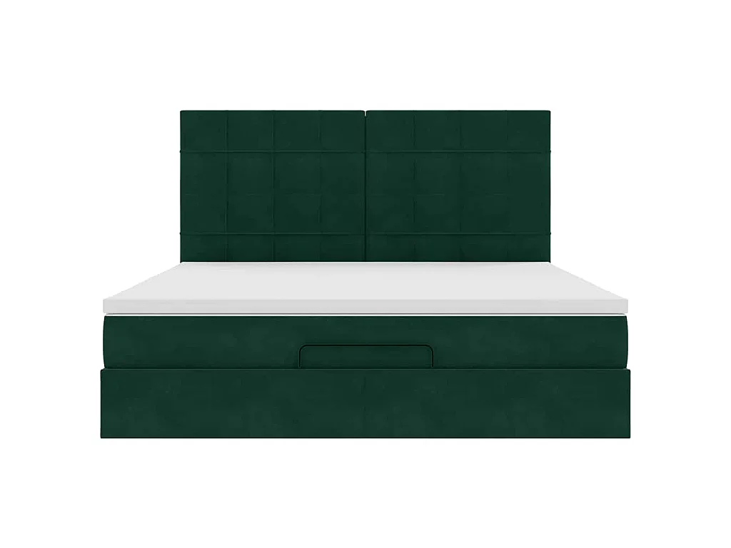 Cadre de lit ottoman avec matelas vert foncé 160x200 cm velours