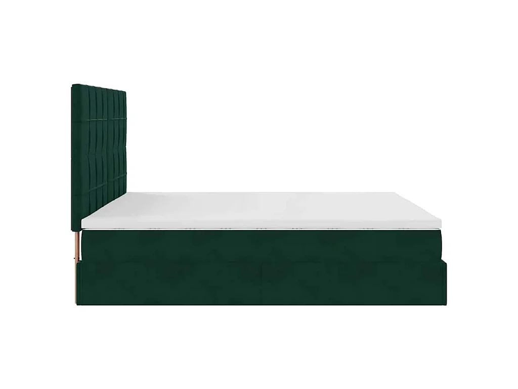Cadre de lit ottoman avec matelas vert foncé 160x200 cm velours