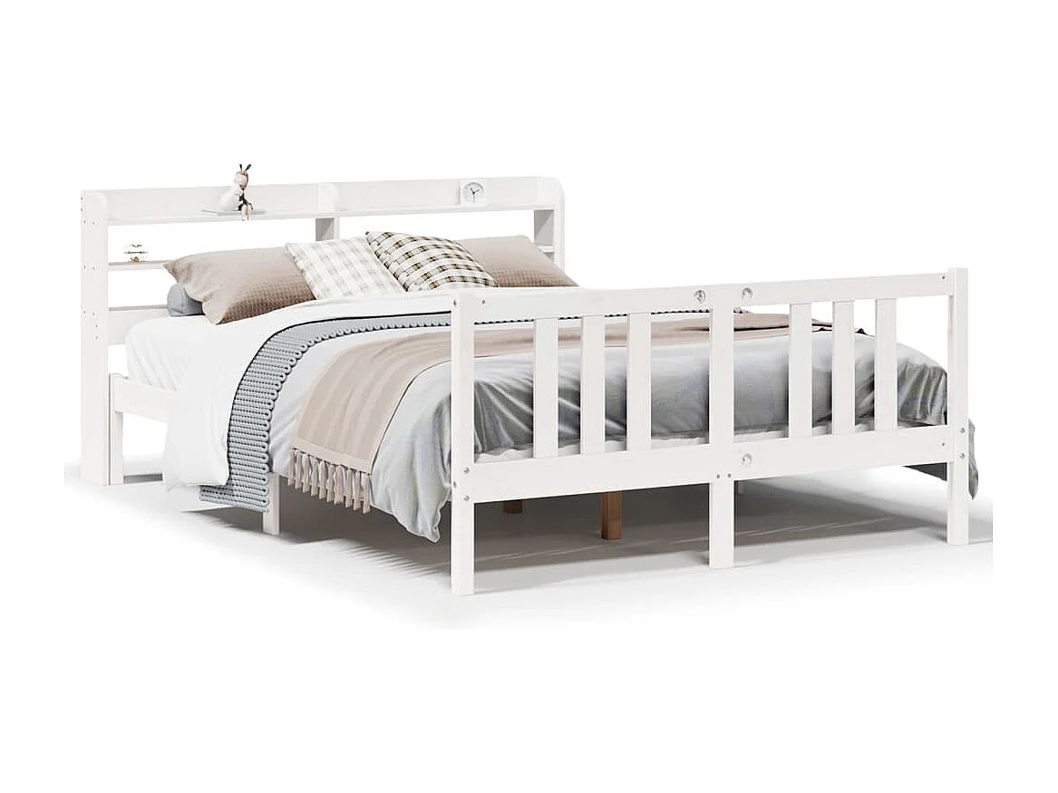 Estrutura de cama c/ cabeceira sem colchão 140x200 cm branco