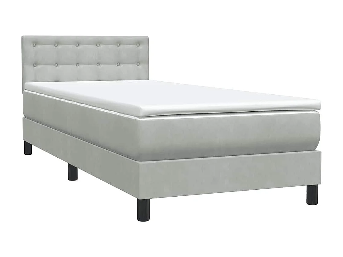 Boxspringbett mit Matratze & LED Hellgrau 90x220 cm Samt