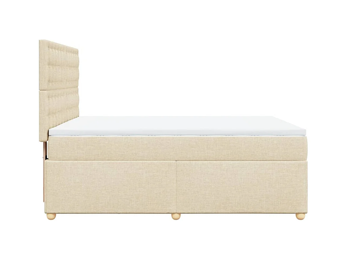 Sommier à lattes de lit avec matelas Crème 160x200 cm Tissu