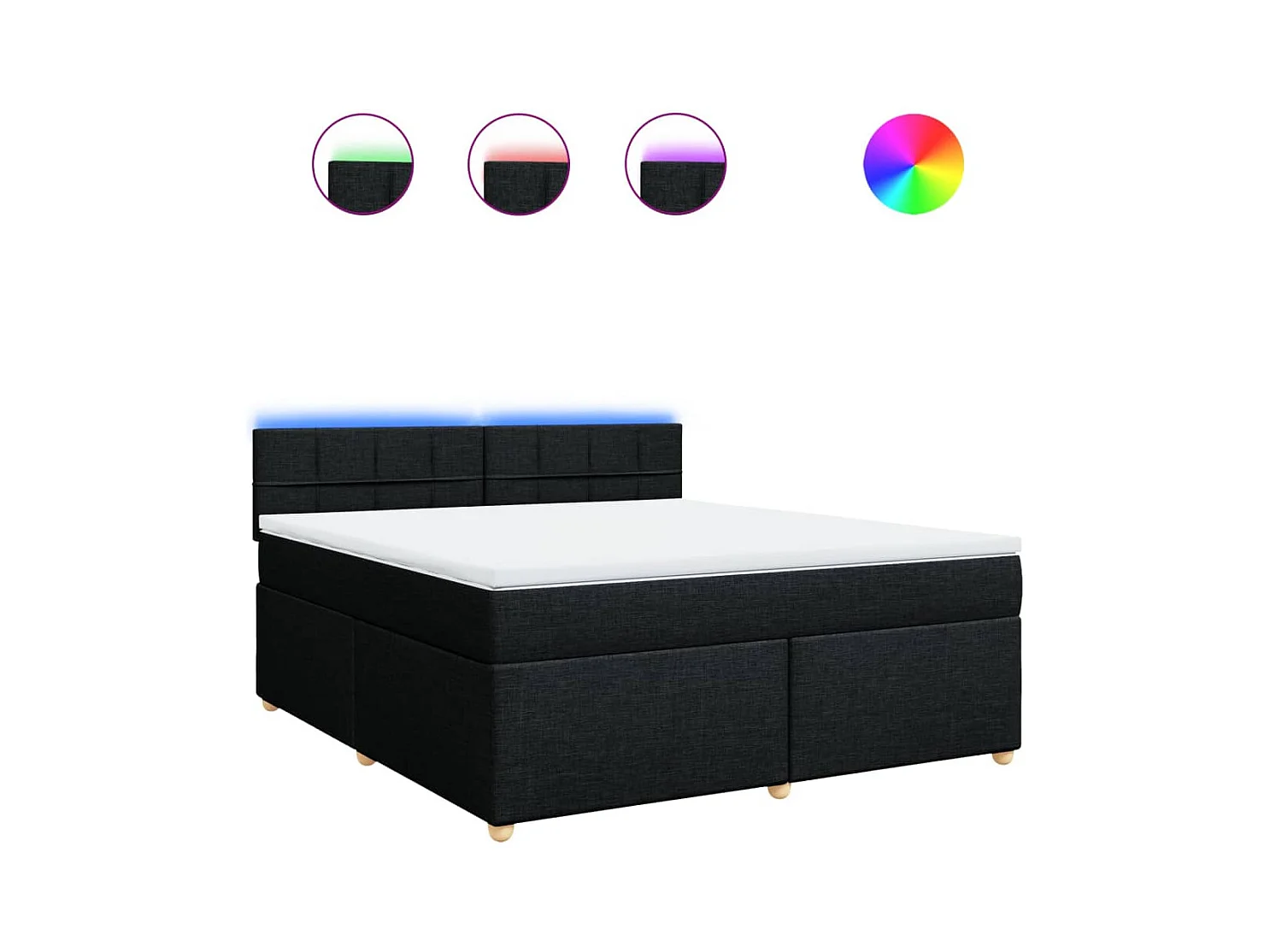 Boxspringbett mit Matratze Schwarz 180x200 cm Stoff