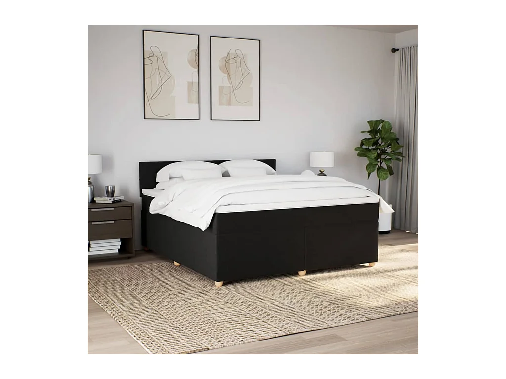 Boxspringbett mit Matratze Schwarz 180x200 cm Stoff
