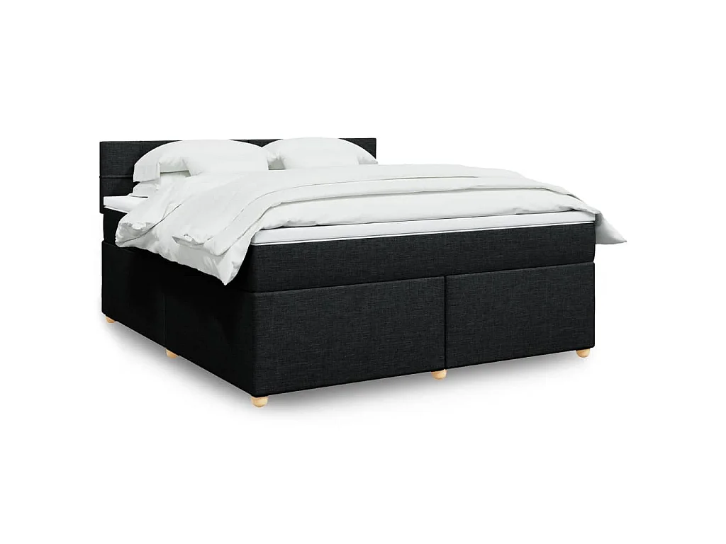 Giroletto a Molle con Materasso Nero 180x200 cm in Tessuto