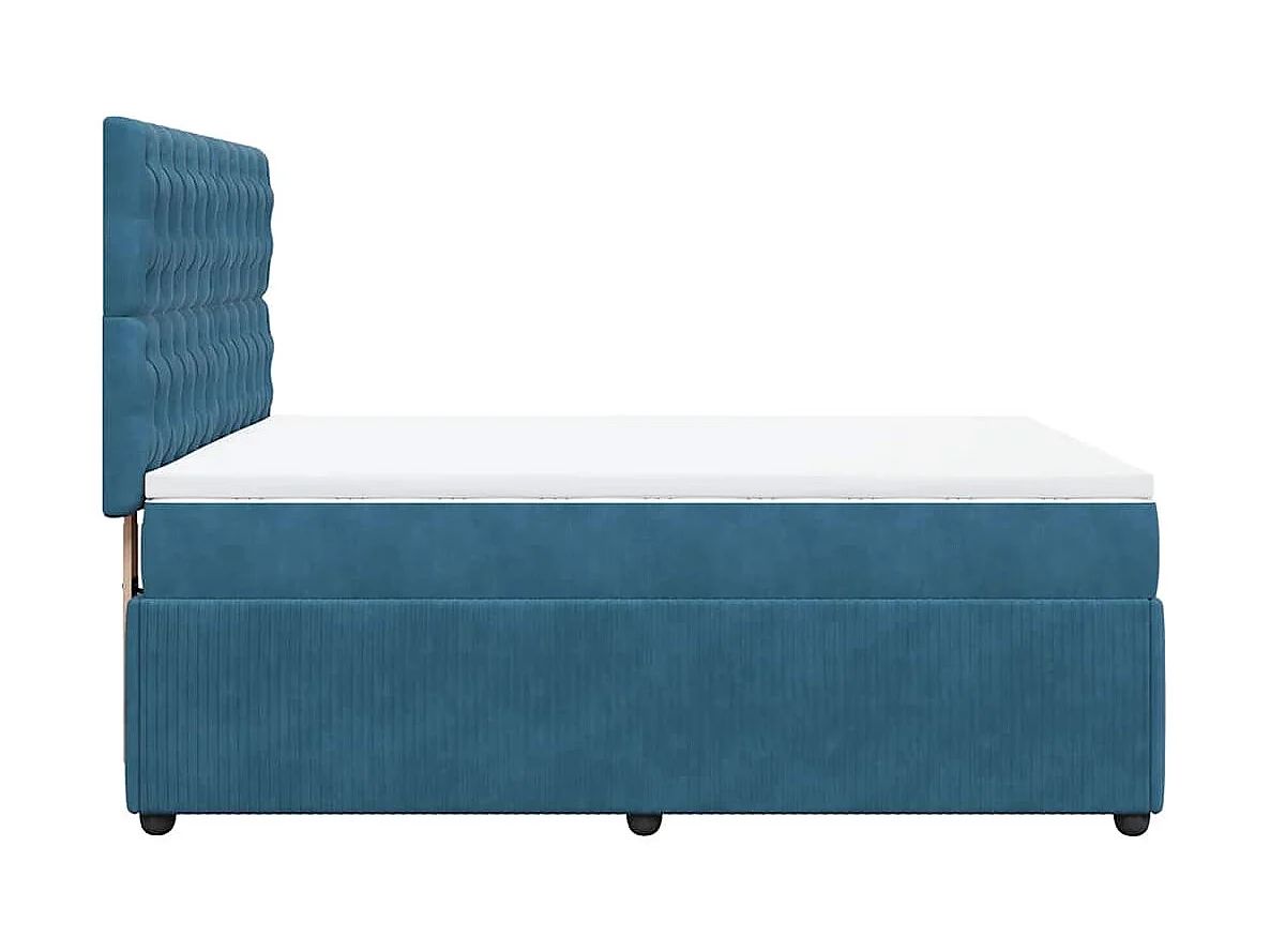 Boxspringbett mit Matratze Dunkelblau 140x200 cm Samt
