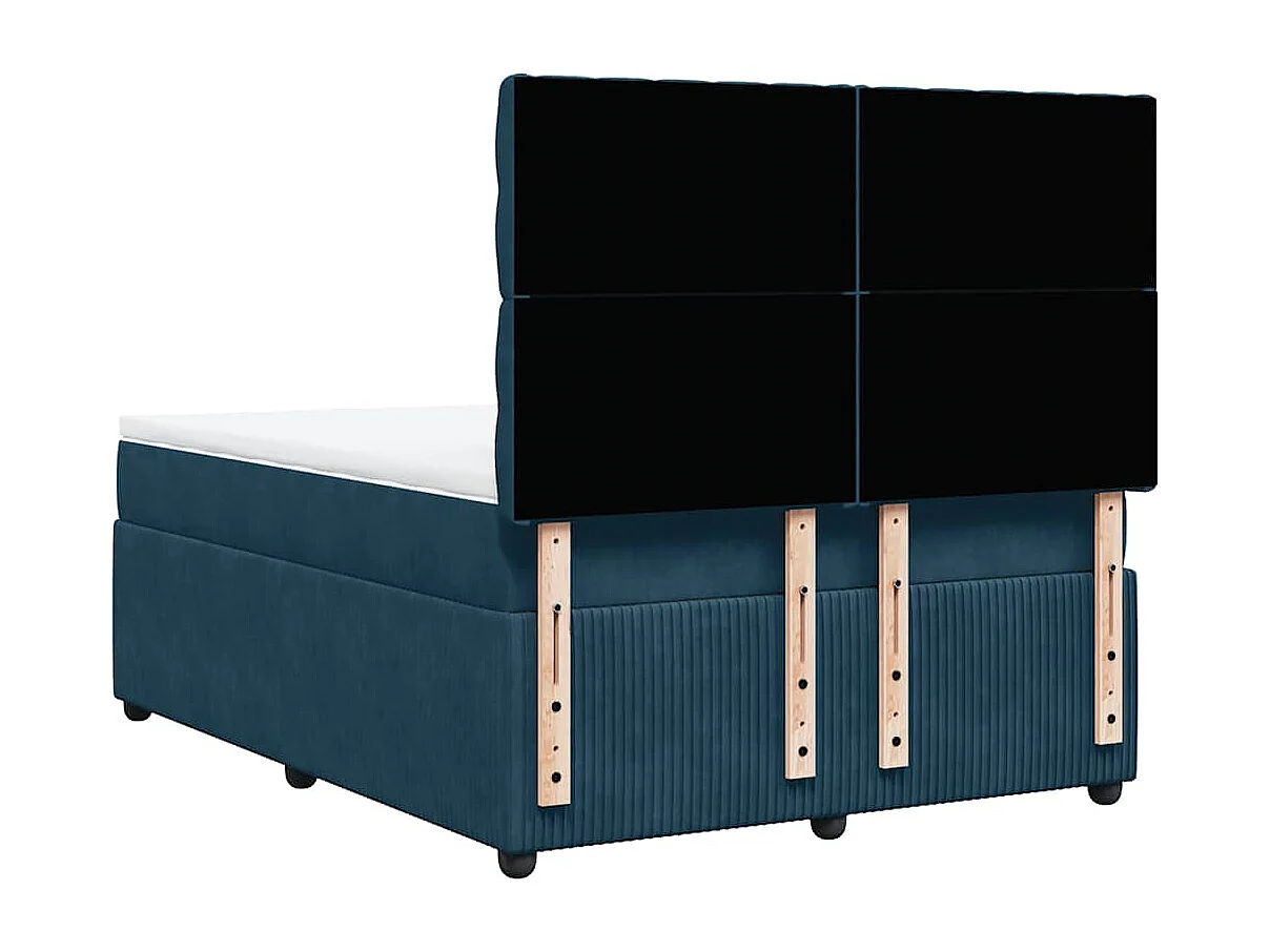 Giroletto a Molle con Materasso Blu Scuro 140x200 cm in Velluto