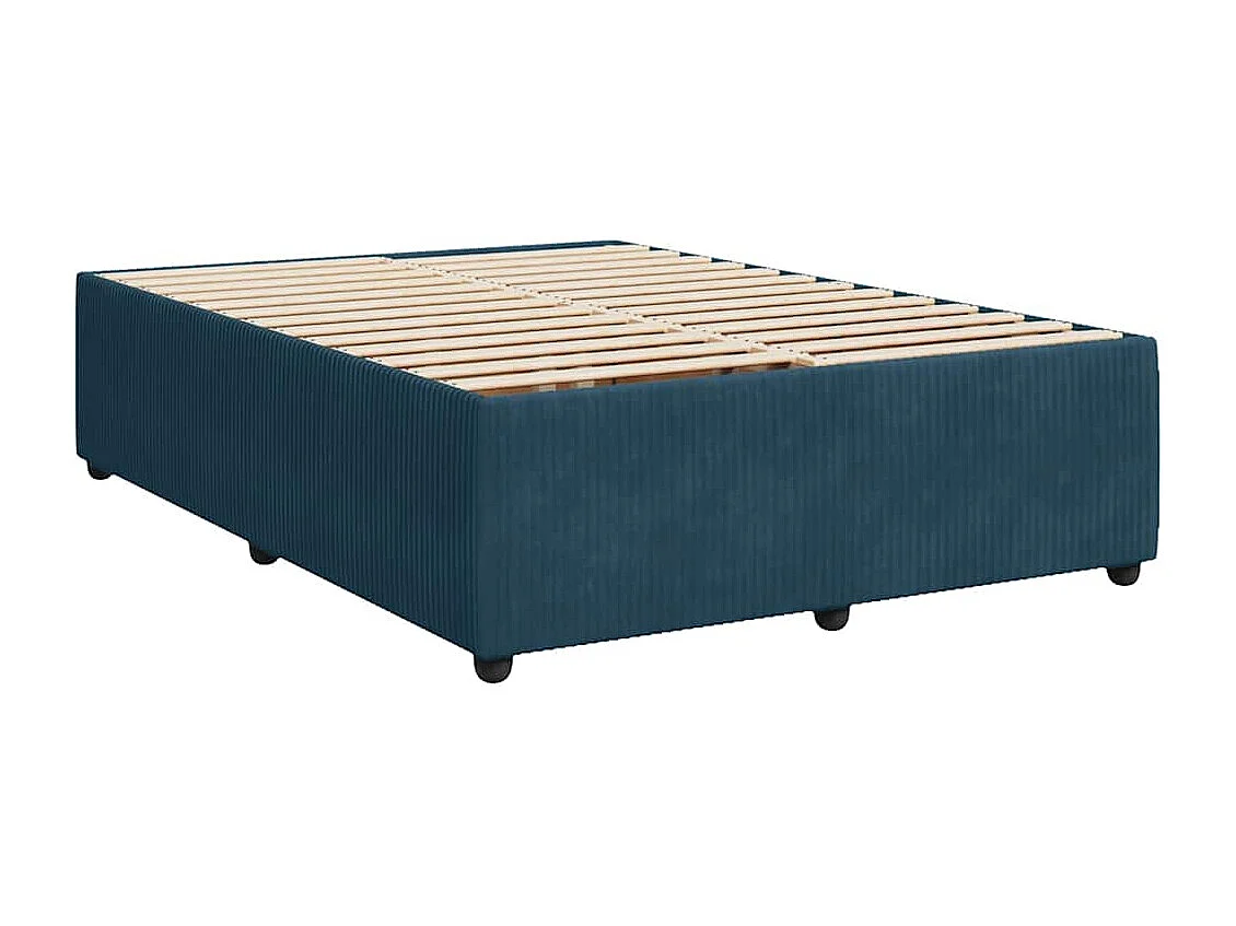 Giroletto a Molle con Materasso Blu Scuro 140x200 cm in Velluto