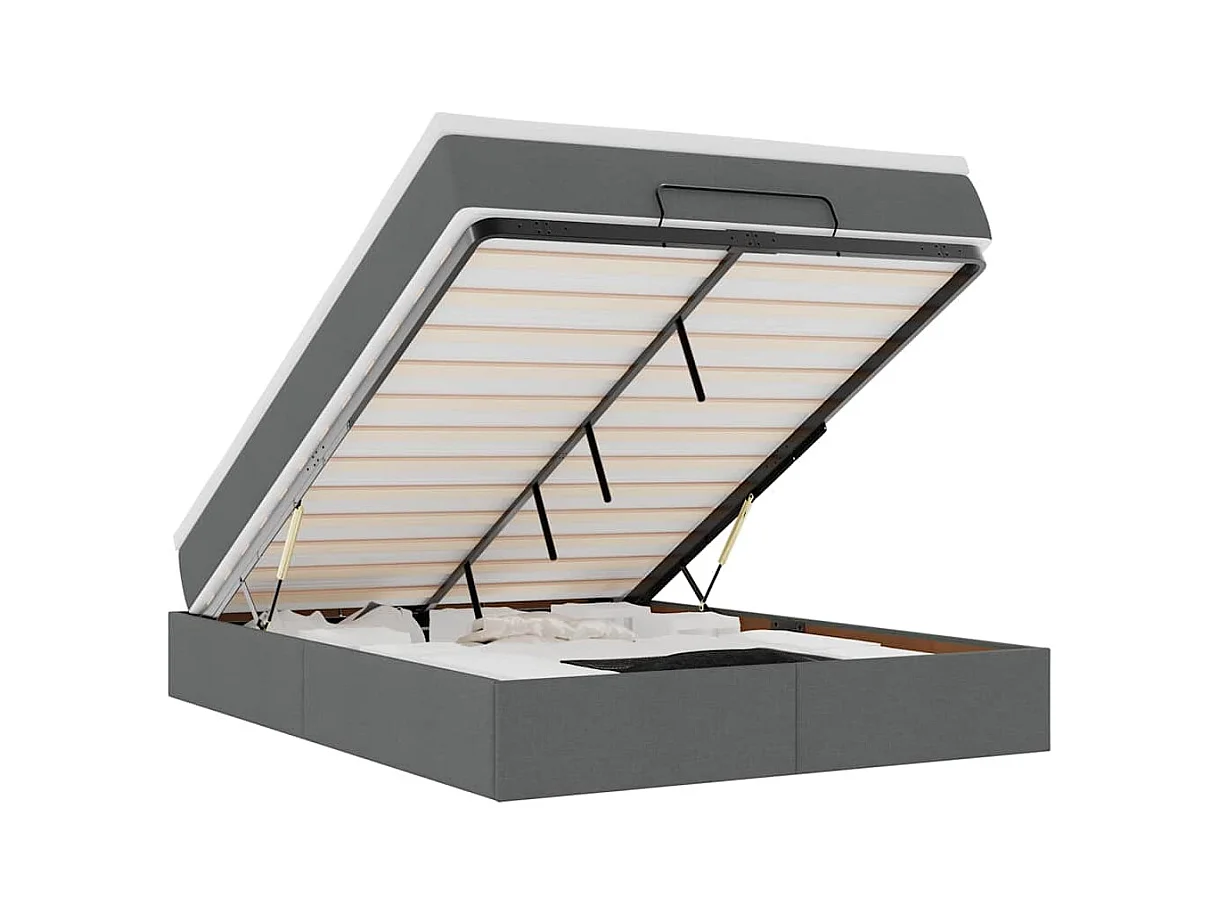 Ottoman bed met matras 140x190cm stof donkergrijs