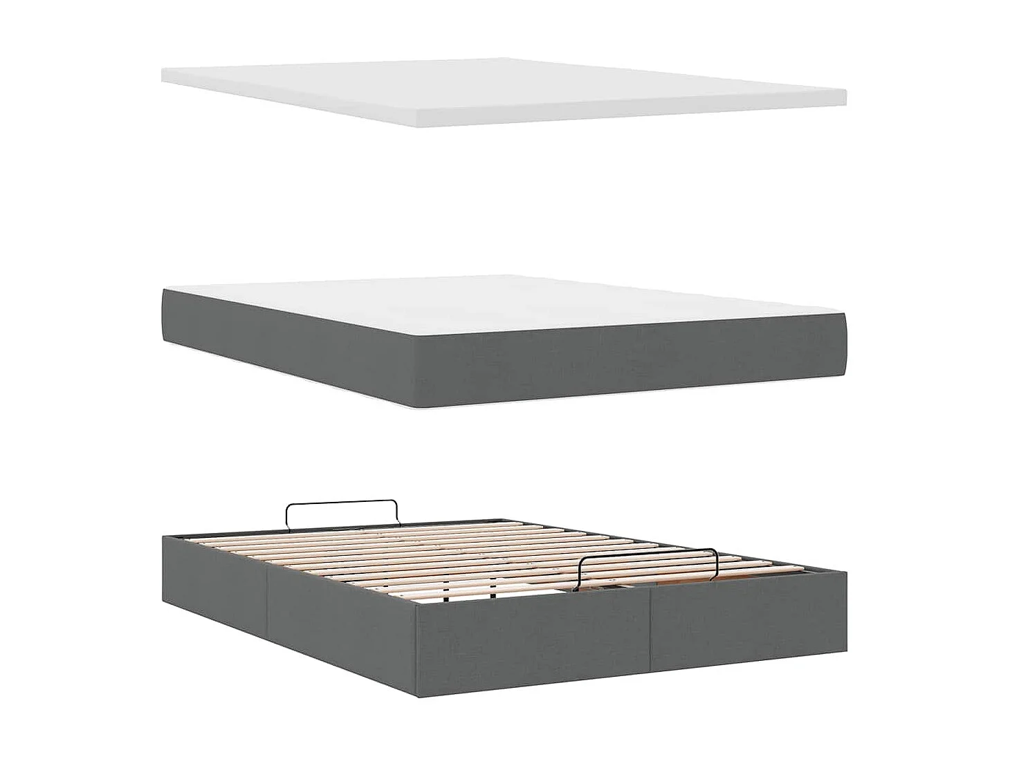 Ottoman bed met matras 140x190cm stof donkergrijs
