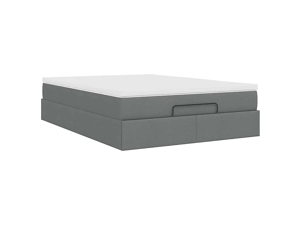 Cadre de lit ottoman avec matelas gris foncé 140x190 cm tissu