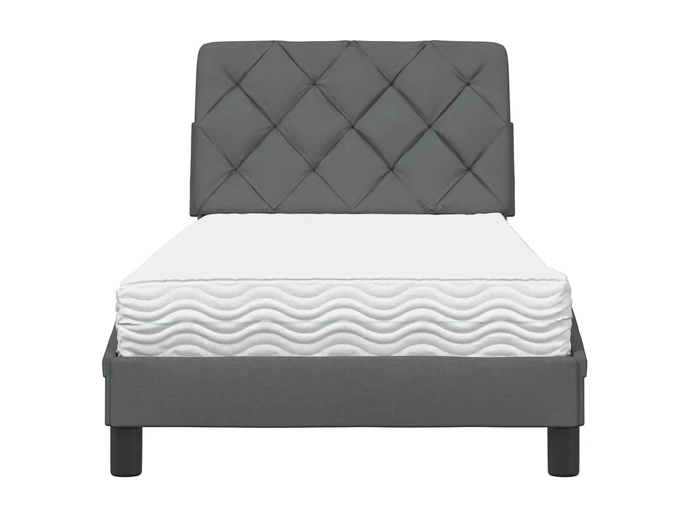 Cama con colchón tela gris oscuro 90x190 cm