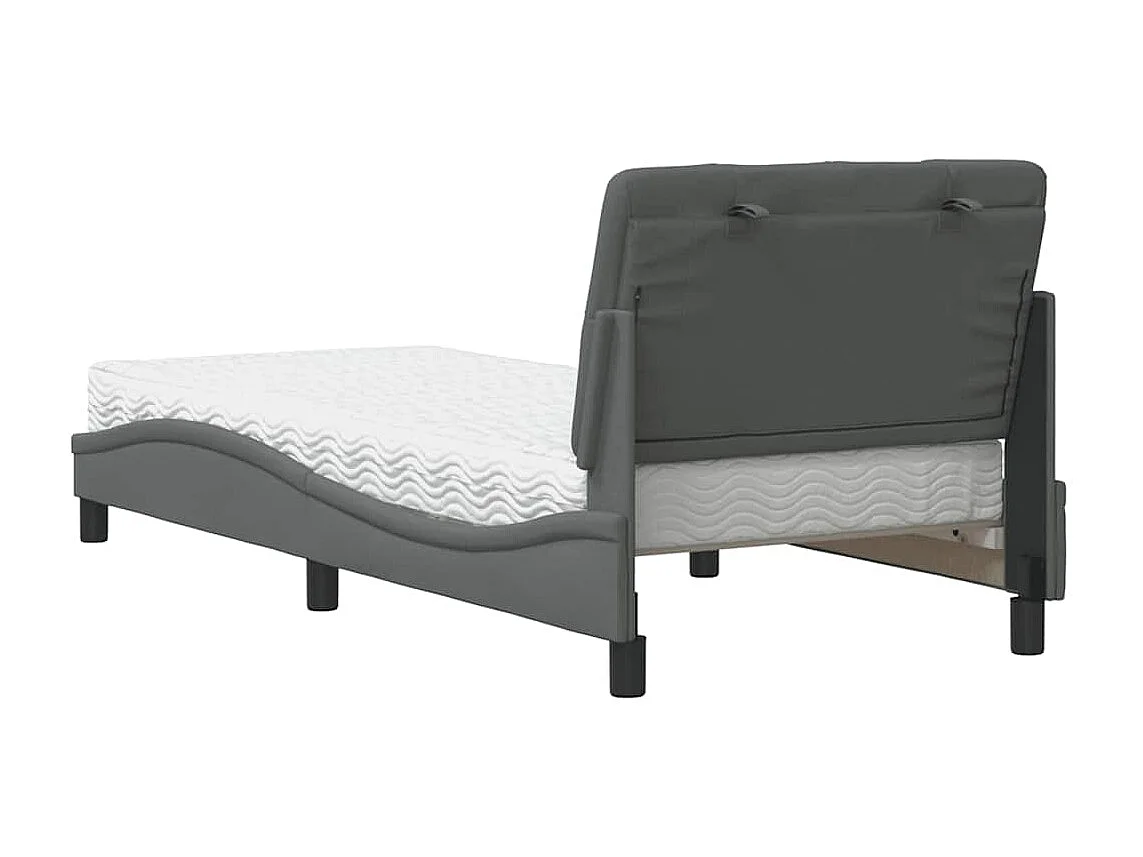 Cama con colchón tela gris oscuro 90x190 cm