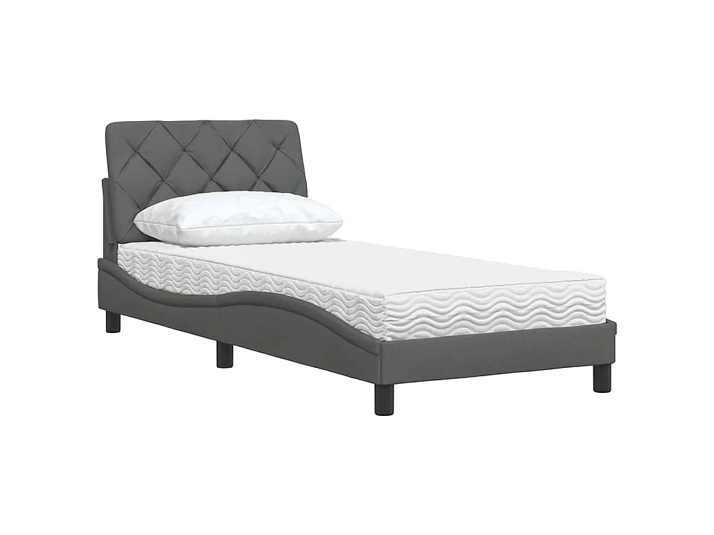 Bed met matras stof donkergrijs 90x190 cm